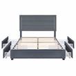 Bowery Hill Platform Fabric Full Bed with Drawers in Gray