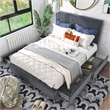 Bowery Hill Platform Fabric Full Bed with Drawers in Gray