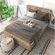 Bowery Hill Brown Button Tufted Queen Bed with Wood Frame