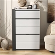 Bowery Hill Contemporary 5-Drawer Solid Wood Chest in White with Metallic Gray