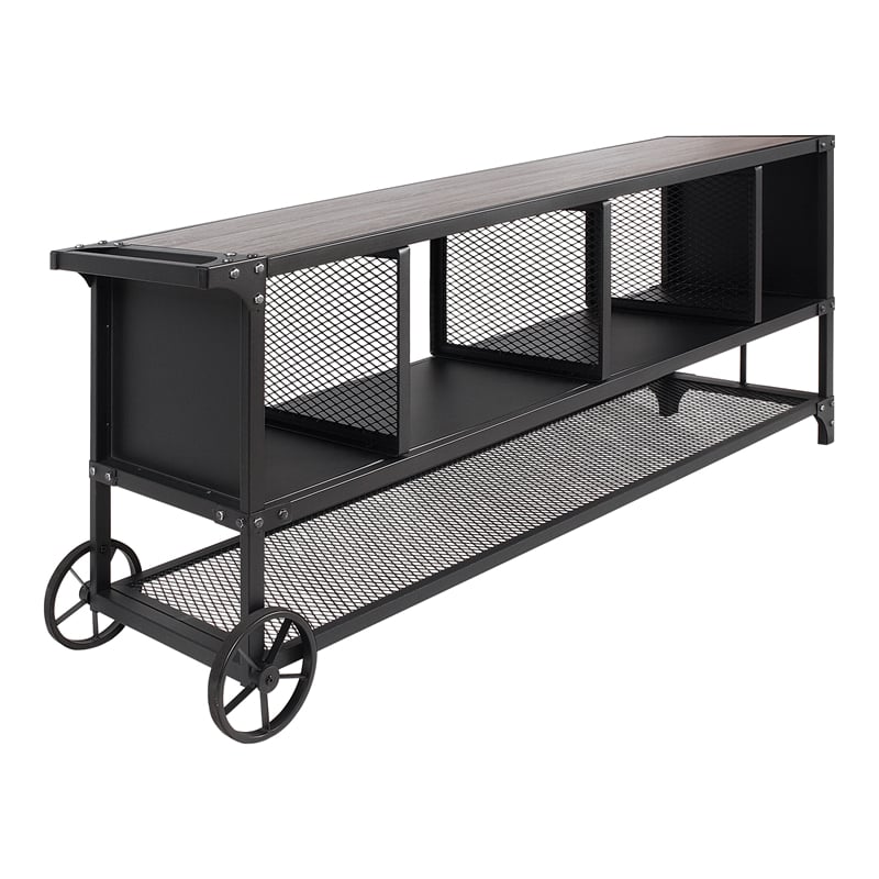 Bowery Hill Industrial Metal Multi-Functional TV Stand in Gray
