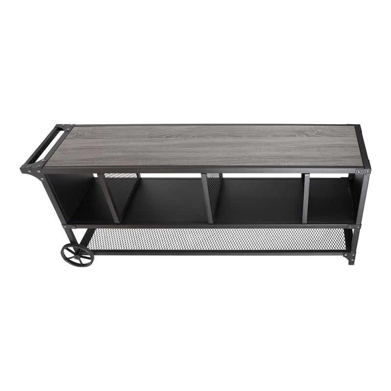 Bowery Hill Industrial Metal Multi-Functional TV Stand in Gray