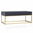 Bowery Hill Metal 2-Drawer Coffee Table in Antique Blue & Gold Finish