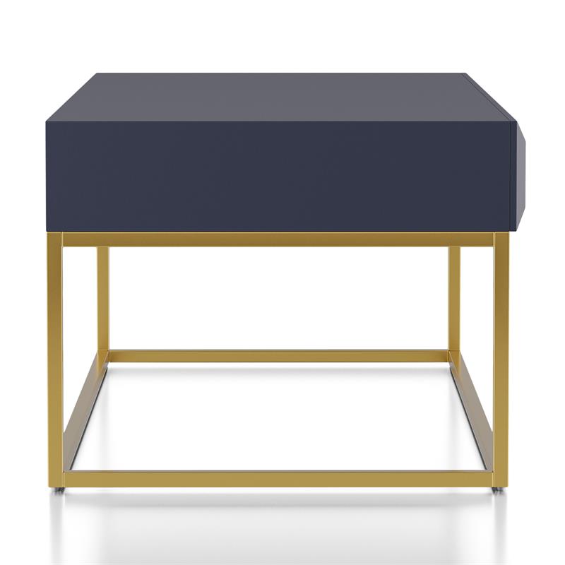 Bowery Hill Metal 2-Drawer Coffee Table in Antique Blue & Gold Finish