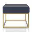 Bowery Hill Metal 2-Drawer Coffee Table in Antique Blue & Gold Finish