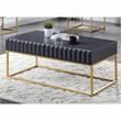 Bowery Hill Metal 2-Drawer Coffee Table in Antique Blue & Gold Finish