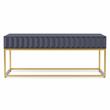 Bowery Hill Metal 2-Drawer Coffee Table in Antique Blue & Gold Finish
