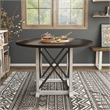 Bowery Hill Rustic Wood Round Dining Table in Antique White Finish