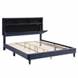 Bowery Hill Upholstered Gray Storage Queen Bed Frame with USB Port