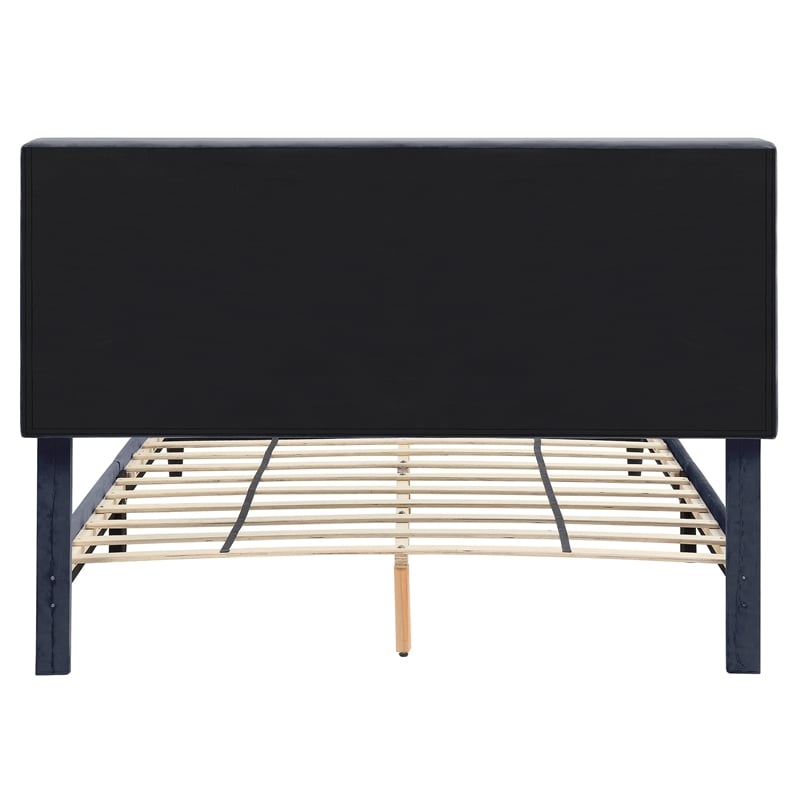 Bowery Hill Upholstered Gray Storage Queen Bed Frame with USB Port