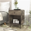 Bowery Hill Mid-Century 1-Drawer Wooden Side Table in Grey Finish