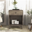 Bowery Hill Mid-Century 1-Drawer Wooden Side Table in Grey Finish