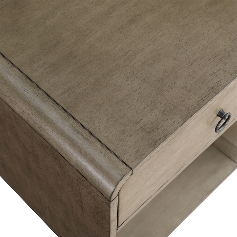 Bowery Hill Mid-Century 1-Drawer Wooden Side Table in Grey Finish