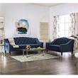 Bowery Hill Transitional Fabric Tufted Sofa with Nailhead Trim in Blue