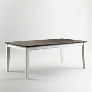 Bowery Hill Rustic Solid Wood Expandable Dining Table in Weathered White
