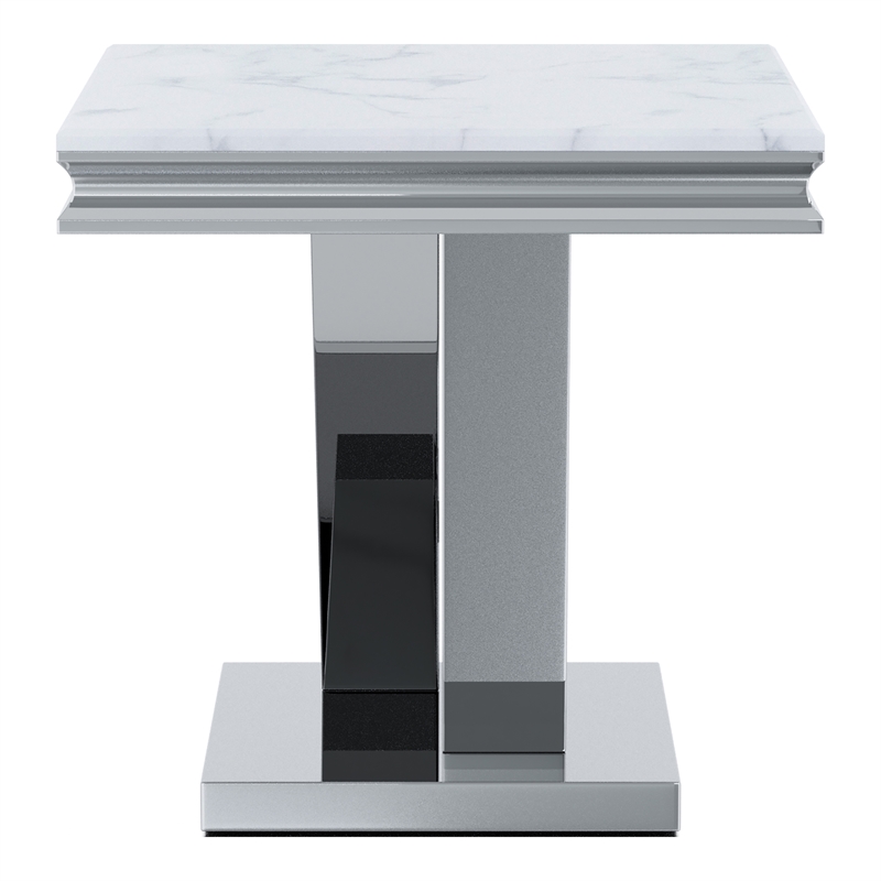 Bowery Hill Glam Metal 2-Piece Coffee Table Set with Chrome Finish