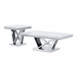 Bowery Hill Glam Metal 2-Piece Coffee Table Set with Chrome Finish