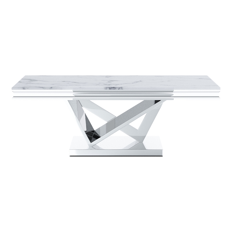 Bowery Hill Glam Metal 2-Piece Coffee Table Set with Chrome Finish