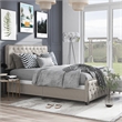 Bowery Hill Beige King Upholstered Wood Bed with Button Tufted Design