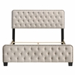 Bowery Hill Beige King Upholstered Wood Bed with Button Tufted Design
