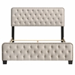 Bowery Hill Beige Queen Upholstered Wood Bed with Button Tufted Design
