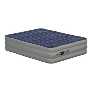 Bowery Hill PVC Queen Air Mattress with Flocked Top in Blue and Gray