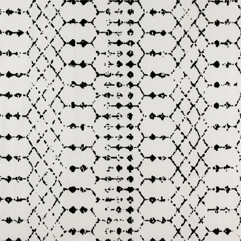 Bowery Hill 8' x 10' Geometric Polyester Area Rug in Ivory and Black