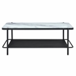 Bowery Hill Metal Coffee Table with Tempered Marble Glass Top in White