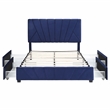 Bowery Hill Upholstered Queen Bed with 4-Drawer Storage in Navy