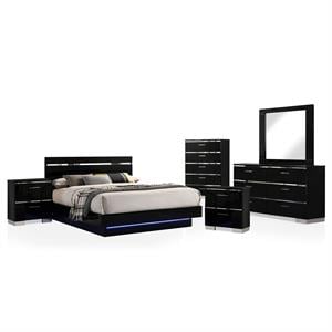 Bowery Hill 6-Piece Contemporary California King Bedroom Set in Black
