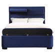 Bowery Hill Full Upholstered Bed with Hidden Storage in Navy Fabric