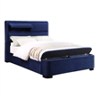 Bowery Hill Full Upholstered Bed with Hidden Storage in Navy Fabric