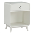 Bowery Hill Mid-Century 1-Drawer Wood Side Table in Antique White