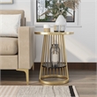 Bowery Hill Amador Metal Side Table with Gold Frame and Black Top