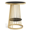 Bowery Hill Amador Metal Side Table with Gold Frame and Black Top