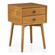 Bowery Hill Mid-Century Modern Wood 2-Drawer Side Table in Light Oak