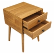 Bowery Hill Mid-Century Modern Wood 2-Drawer Side Table in Light Oak