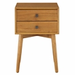 Bowery Hill Mid-Century Modern Wood 2-Drawer Side Table in Light Oak