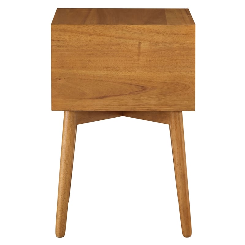 Bowery Hill Mid-Century Modern Wood 2-Drawer Side Table in Light Oak
