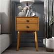 Bowery Hill Mid-Century Modern Wood 2-Drawer Side Table in Light Oak