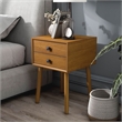 Bowery Hill Mid-Century Modern Wood 2-Drawer Side Table in Light Oak