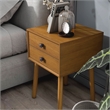 Bowery Hill Mid-Century Modern Wood 2-Drawer Side Table in Light Oak