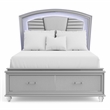 Bowery Hill Contemporary Wood California King Bed with LED in Silver