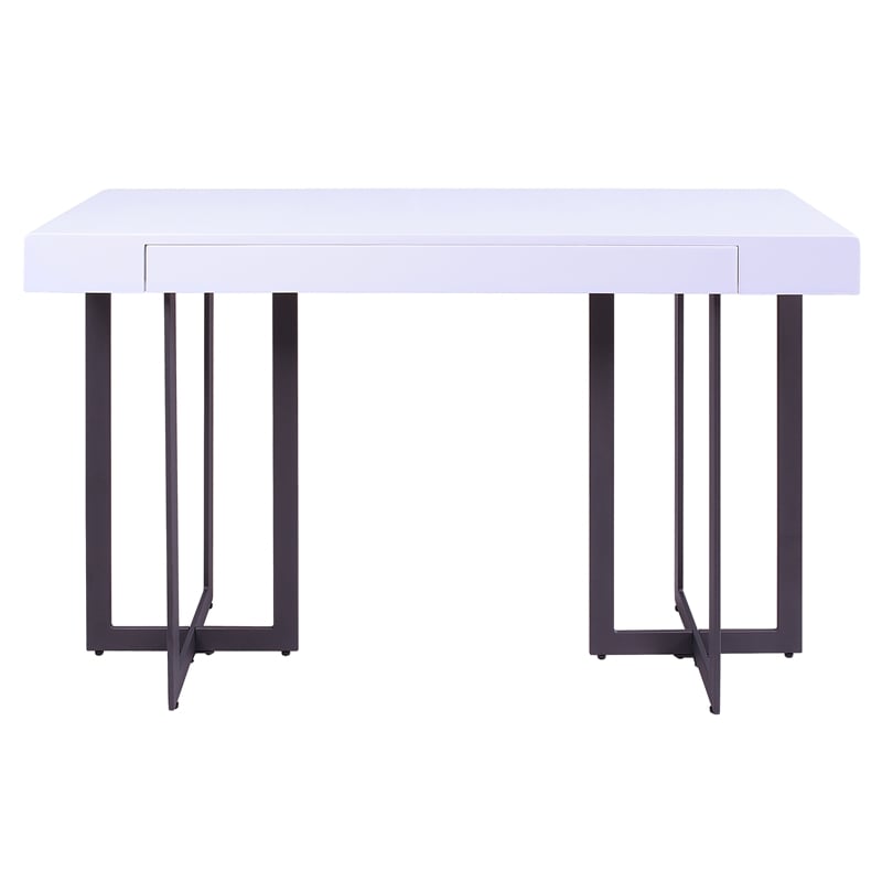 Bowery Hill Contemporary Metal 1-Drawer Sofa Table in White