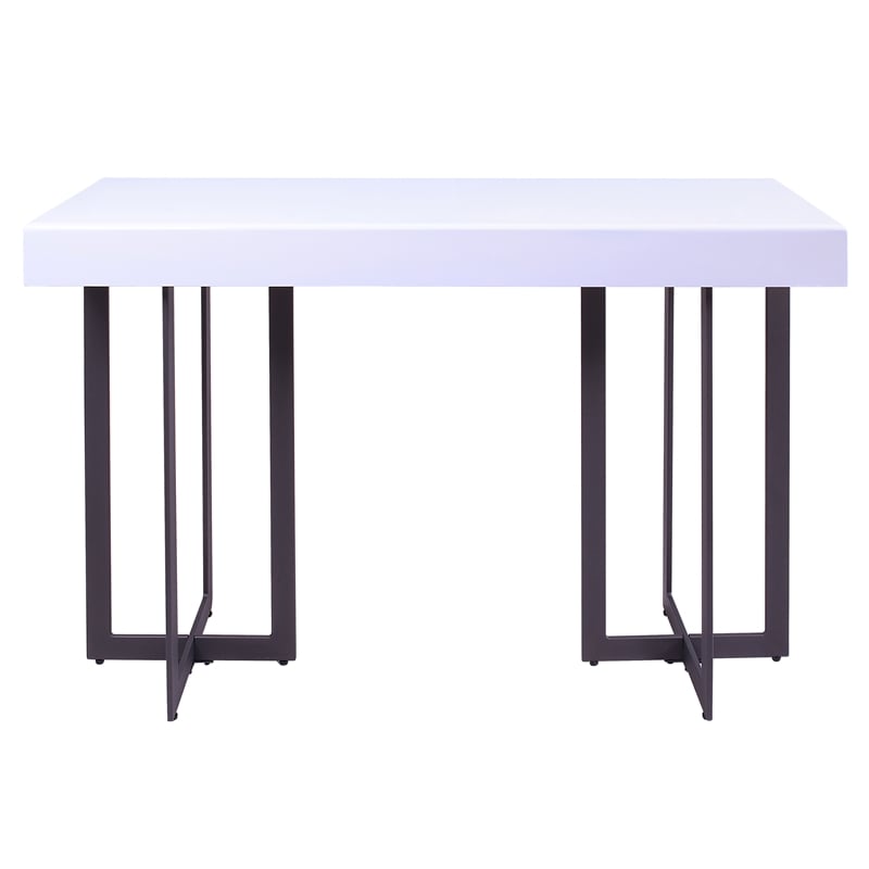 Bowery Hill Contemporary Metal 1-Drawer Sofa Table in White