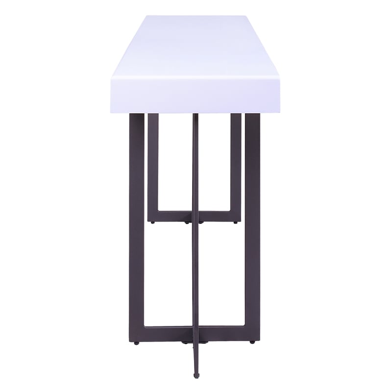 Bowery Hill Contemporary Metal 1-Drawer Sofa Table in White