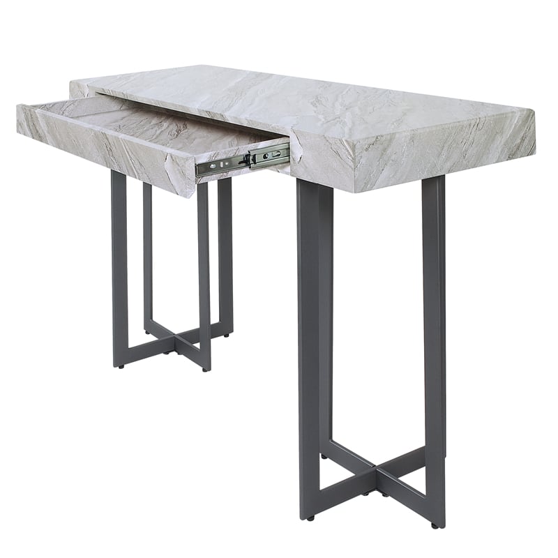 Bowery Hill Contemporary Metal 1-Drawer Sofa Table in Gray