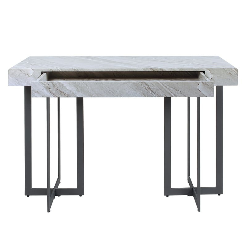 Bowery Hill Contemporary Metal 1-Drawer Sofa Table in Gray