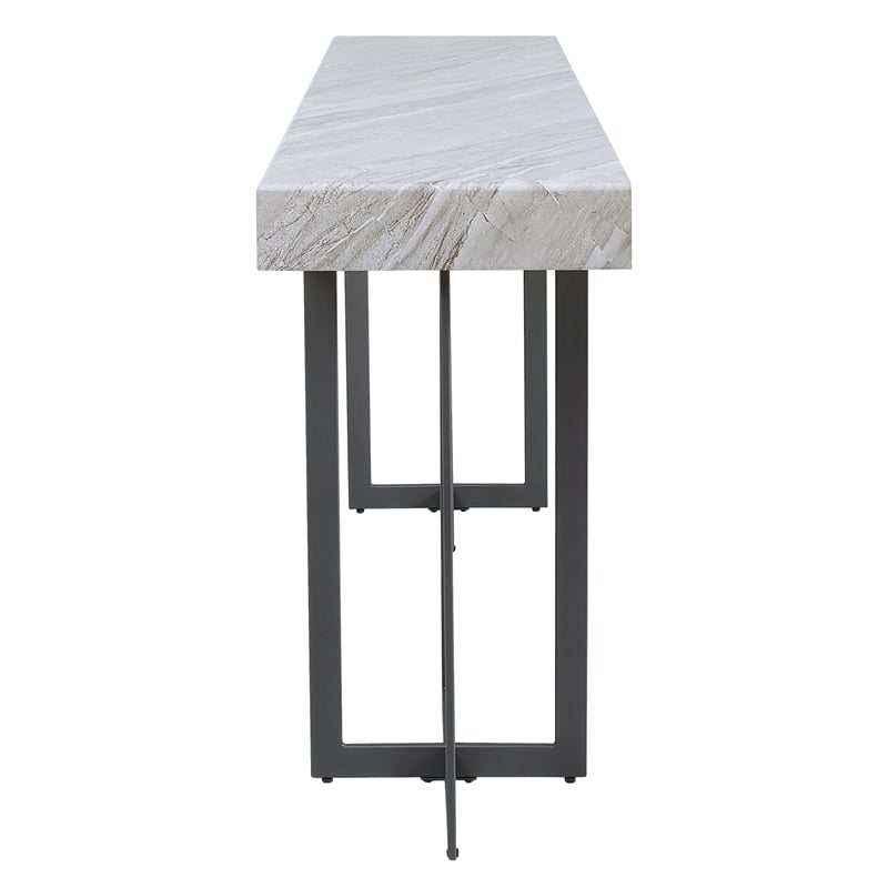 Bowery Hill Contemporary Metal 1-Drawer Sofa Table in Gray