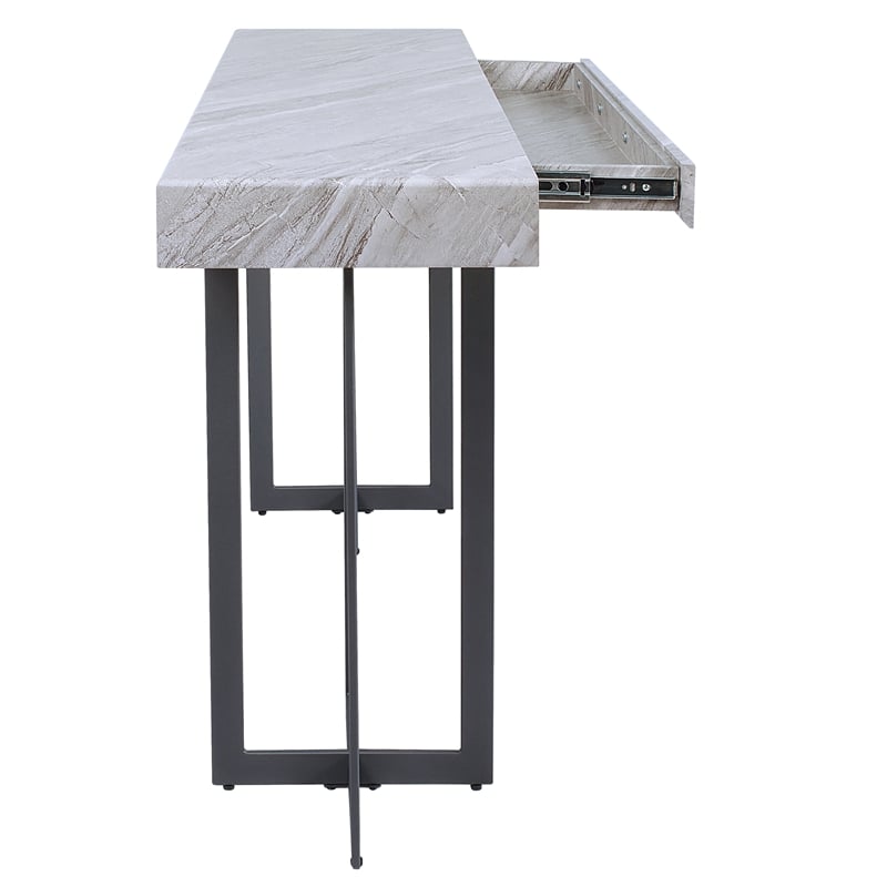 Bowery Hill Contemporary Metal 1-Drawer Sofa Table in Gray